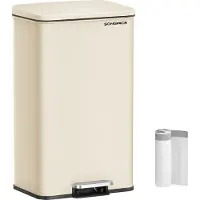 Songmics Mülleimer Küche mit Deckel 40 Liter sandbeige LTB540A02