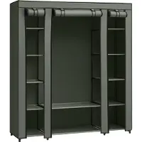 Songmics Stoffschrank mit Kleiderstange salbeigrün LSF003C02