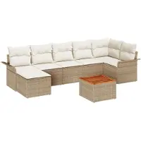 vidaXL Gartensofa-set mit Speicher 8 pcs Beige und Creme Poly-Rattan
