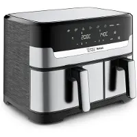 Tefal Jamie Oliver EY90JDE1, Heißluftfritteuse, 8,3 l, 2,2 kg, Doppel, Edelstahl, Berührung