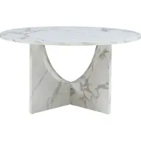 En.casa Couchtisch 'Rindal' rund 80 x 42 cm Marmoroptik, weiß