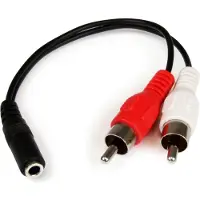 StarTech.com 15cm Audio Kabel 3,5mm Klinke auf 2x RCA/Cinch (Buchse/Stecker), 3.5mm, Männlich, 2 x RCA, Weiblich, 0,152 m, Schwarz