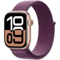 Apple Watch Series 10 GPS + Cellular 42mm - Rose Gold Aluminium Case with Plum Sport Loop