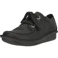 Clarks für Damen. 20306639 Funny Dream schwarze Lederschuhe (37.5), 1 bis 3 cm, Schnürsenkel, Lässig