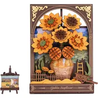 Robotime Rowood 3D-Holzschnitt-Puzzle Sonnenblume mit LED-Beleuchtung 266 dlks