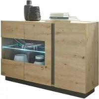 Furn.Design Sideboard Eiche Artisan, Graphit grau 138 cm, Kommode mit Soft-Close | Gr.: onesize