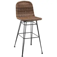 Trendline Retro Barhocker für Innen & Außen, Stahlrahmen, Rattan-Geflecht, 46x59x106 cm, Sitzhöhe 75 cm