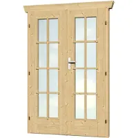 GartenHaus GmbH Doppeltür für Gartenhaus 28 mm SKAN HOLZ vollverglast 123,4x193 cm natur