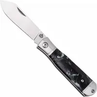 QSP Knife Jumping Jack QS167-C Satin 14C28N, Black White Resin, Taschenmesser