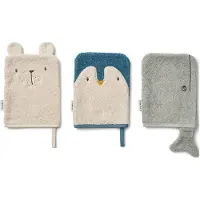 Liewood Waschlappen Sylvester Washcloth Kinder Arctic Sea / Ocean View (3er Set)