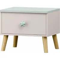 En.casa Kindernachttisch Sandnes 31x38x30 cm Weiss/Mintgrün