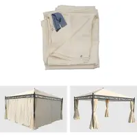 Mendler 4er-Set Seitenwand für Pergola Calpe, Ersatzseitenwand Pavillon 4x4m, Polyester creme
