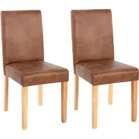 Mendler 2er-Set Esszimmerstuhl Stuhl Küchenstuhl Littau Kunstleder, WildKunstleder, helle Beine
