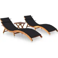 vidaXL Möbel Sonnenliegen 2 Stk. mit Tisch und Auflagen Massivholz Akazie - Gartenliegen 3077383