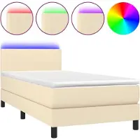 Syfax Boxspringbett mit Matratze & LED Creme 90x200 cm Stoff