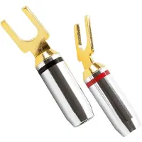 Dynavox Fork -Kabelschuhset - Vergoldet - Rot/Schwarz