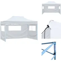 vidaXL Profi-Partyzelt Faltbar mit 3 Seitenwänden 3×4m Stahl Weiß - Pavillons & Partyzelte