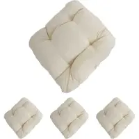 Mendler 4er-Set Sitzkissen Dublin, Stuhlkissen Kissen, 41x38x8cm ~ creme