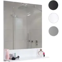 Mendler Wandspiegel mit Ablage HWC-B19, Badspiegel Badezimmer, hochglanz 75x60cm weiß