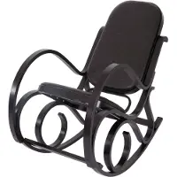 Mendler Schaukelstuhl M41, Schwingsessel Fernsehsessel, Massiv-Holz Walnuss-Optik, Patchworkleder braun