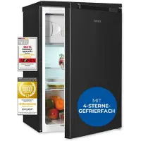 Exquisit Kühlschrank KS516-4-051C inoxlook-az | 107 l Nutzinhalt l EEK: C l LED-Beleuchtung l mit Glasablage l Mit Gefrierfach l 4-Sterne-Gefrieren