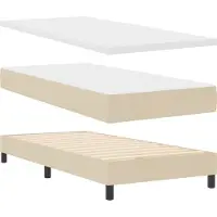 vidaXL Boxspringbett mit Kopfteil Creme 200 x 200 cm Stoff