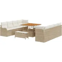 vidaXL Garten-Sofa-Set 11 stk. 10-Sitzanzahl Beige und Creme