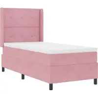 vidaXL Boxspringbett mit LED-Lichtleisten Rosa 90 x 200 cm Samt