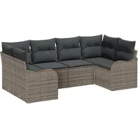 vidaXL Garten-Sofa-Set 6 stk. Grau Poly Rattan