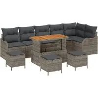 vidaXL Garten-Sofa-Set 10 stk. 9-Sitzanzahl Grau