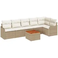 vidaXL Gartensofa-set 7 stk. Beige und Creme Poly-Rattan