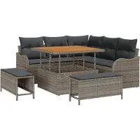 vidaXL Garten-Sofa-Set 8 stk. 7-Sitzanzahl Grau