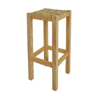 Wellhome Hohe Quadratische Rustikale Holzbank 32.5x32.5x70 Cm