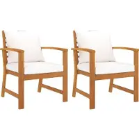vidaXL "im Angebot" Gartenstühle 2 Stk. - bis 150 kg - mit Creme-Kissen Akazie Massivholz - Stapelsessel CC4248