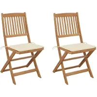 vidaXL Möbel Klappbare Gartenstühle 2 Stk. mit Kissen Massivholz Akazie - Gartensessel 3064646