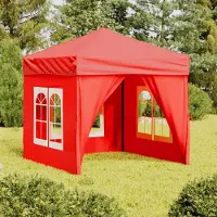 vidaXL Möbel Partyzelt Faltbar mit Seitenwänden Rot 2x2 m - Faltpavillon 93506