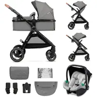 Kinderkraft ESME - multifunktionaler 3-in-1-Kinderwagen - bis 22 kg - Babywanne mit Belüftung - Travel System - große geländegängige Räder - Grau