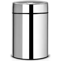 Brabantia Abfalleimer Slide Bin, 5 Liter, Stilvoller Abfallbehälter mit Gleitdeckel, Farbe: Brilliant Steel, mit Metalldeckel