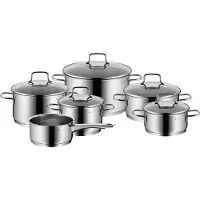 WMF Topf-Set "Astoria Induktion, Kochtopf Set mit Glasdeckel" Set, 2x Bratentopf mit Deckel, 3x Kochtopf mit Deckel, 1x Stielkasserolle, 11 Stk. tlg. Cromargan Edelstahl Rostfrei 18/10
