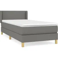 Syfax Boxspringbett mit Matratze Dunkelgrau 90x200 cm Stoff