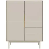 Möbel Kraft Highboard Viva , Kaschmir , Metall , 1 Fächer , 3 Schubladen , 104x139.5x39 cm , Beimöbel erhältlich , Wohnzimmer, Kommoden & Sideboards,