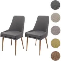 Mendler 2er-Set Esszimmerstuhl HWC-O27, Küchenstuhl Polsterstuhl Stuhl, Stoff/Textil (280g/m²) Metall dunkelgrau