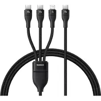 Baseus Flash Series 3 3-In-1-Kabel 100W Usb-C - Usb-C+Usb-C+Lightning 1,5 M + 3 X 0,25 M - Schwarz
