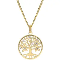 Trendor 28538 Damen-Kette 925 Silber Vergoldet Lebensbaum Collier