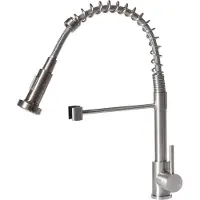 Beliani Moderne Küchenarmatur mit ausziehbarer Sprühbrause Federhebel Edelstahl matt schwenkbarer Auslauf silber