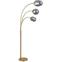 Globo Stehlampe, Metall, Glas, messing, rauch, 3 Flammig, L 80cm