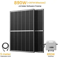 EcoFlow Balkonkraftwerk Set, 920Wp Jolywood Bifazial Full Black Solarmodule, 800W Wechselrichter, by Powerness - 2 x 460Wp Bifaziale Full Black / Powerness Express (Lieferzeit: 5-14 Werktage)
