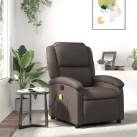vidaXL CLORIS Aufstehsessel Massagesessel Dunkelbraun Echtleder, 21,35 kg