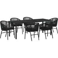 vidaXL Möbel 7-teiliges Garten-Ess-Set Schwarz Poly Rattan - Gartenstühle 3379350