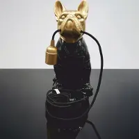 Casa Padrino Luxus Tischleuchte Bulldogge Schwarz / Gold H. 30 cm - Deko Leuchten
